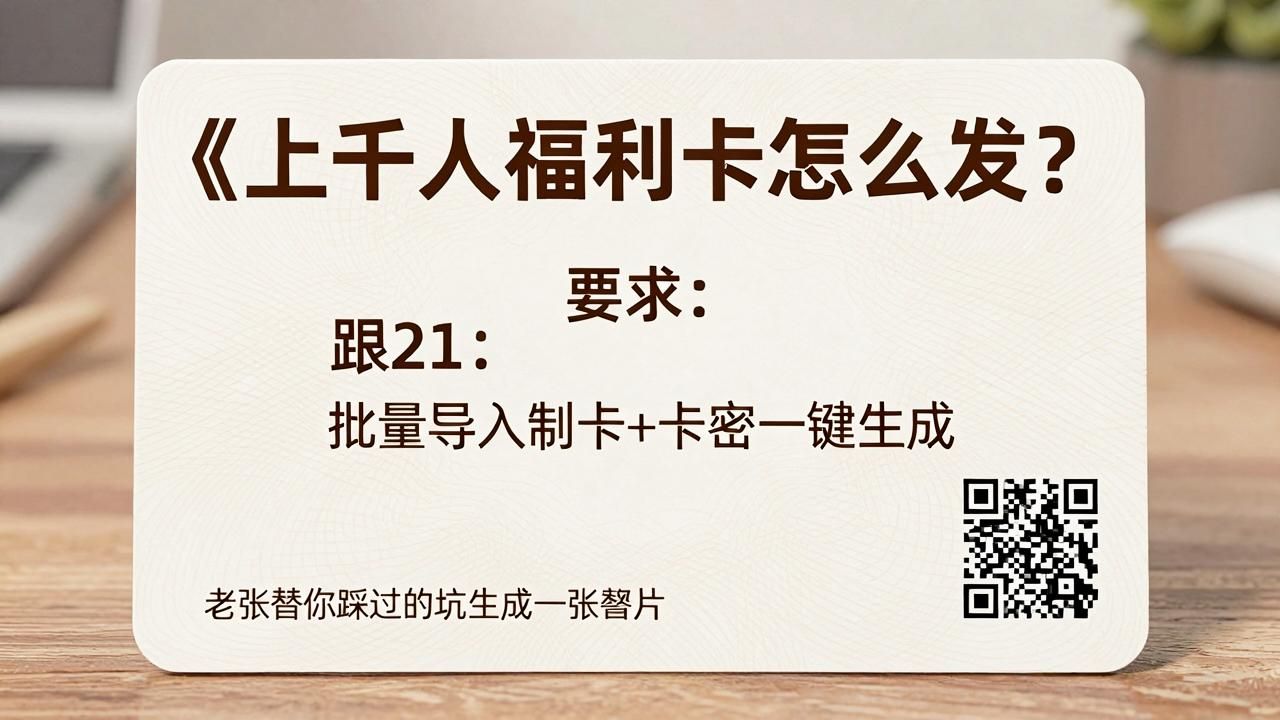 上千人福利卡怎么发？批量导入制卡+卡密一键生成，老张替你踩过的坑(图1)